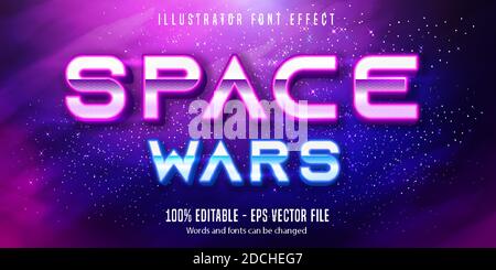 Space war Text, Neon-Stil editierbaren Texteffekt Stock Vektor