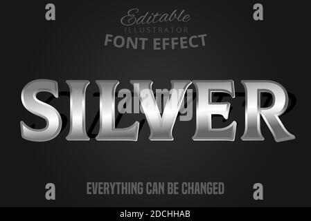Metallic Silber Text-Effekt, glänzend Silber Alphabet Stil Stock Vektor