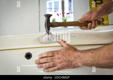 Oldtimer Restauration Werkstatt im Vereinigten Königreich Stockfoto