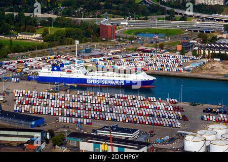 RO-RO Frachtschiff von DFDS Seaways im Hafen von Rotterdam. Niederlande - 8. September 2019 Stockfoto
