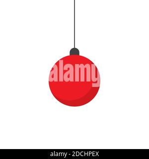 Weihnachten Dekorationen Vektor-Illustration isoliert auf weiß. Rote flache weihnachtskugel. Stock Vektor