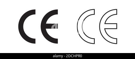 CE-Zeichen, CE-Symbol isoliert auf weißem Hintergrund. vektorgrafik Stock Vektor