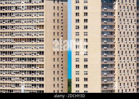 Detail der modernistischen Wohnungen in Lakeview Stockfoto