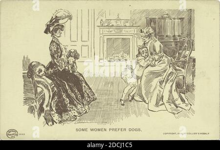 Einige Frauen bevorzugen Hunde, Life Cartoons, Standbild, Postkarten, 1898 - 1931 Stockfoto