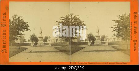 Hamilton Statue, Commonwealth Avenue, Boston, Mass., Standbild, Stereographen, 1850 - 1930, Soule, John P. (1827-1904 Stockfoto