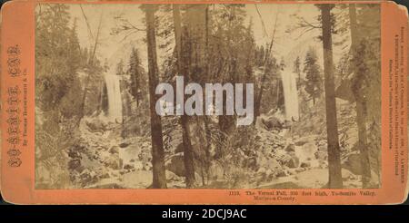 Der Vernal Fall, 350 Fuß hoch, Yo-Semite Valley, Mariposa County., Standbild, Stereographen, 1850 - 1930 Stockfoto