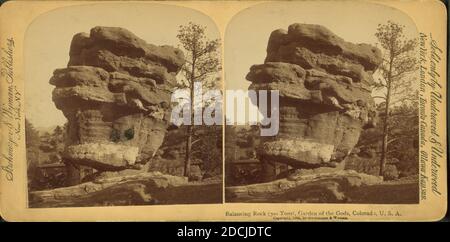 Balancing Rock (300 Tonnen), Garden of the Gods, Colorado, USA, Standbild, Stereographen, 1850 - 1930 Stockfoto