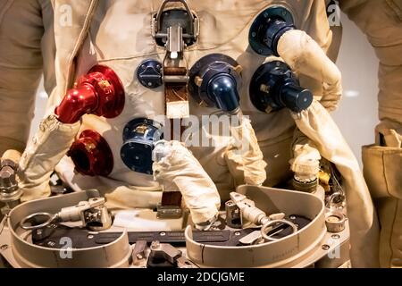 Nahaufnahme des Raumanzugs im Museum of Aviation Warner Robins Air Force Base Macon Georgia Stockfoto