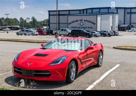 Rote Chevrolet Corvette im Museum of Aviation Warner Robins Air Force Base Macon Georgia Stockfoto