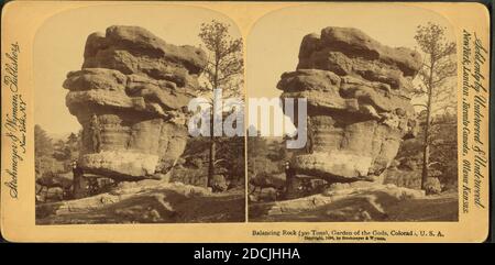 Balancing Rock (300 Tonnen), Garden of the Gods, Colorado, USA, Standbild, Stereographen, 1850 - 1930 Stockfoto