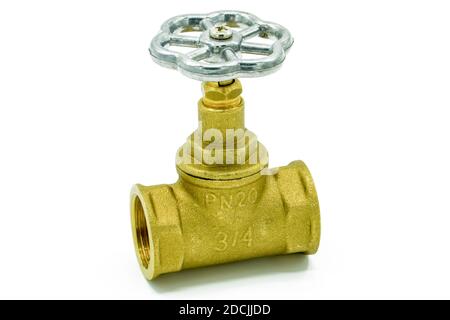 Wasserventil isoliert auf weißem Hintergrund Stockfoto