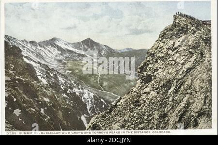 Summit, Gray's und Torrey's Peaks, Mt. McClellan, Colorado, Standbild, Postkarten, 1898 - 1931 Stockfoto