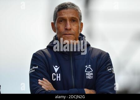 BARNSLEY, ENGLAND. NOVEMBER. Nottingham Forest Manager, Chris Hughton während des Sky Bet Championship Matches zwischen Barnsley und Nottingham Forest in Oakwell, Barnsley am Samstag, 21. November 2020. (Kredit: Jon Hobley - MI News) Kredit: MI Nachrichten & Sport /Alamy Live Nachrichten Stockfoto