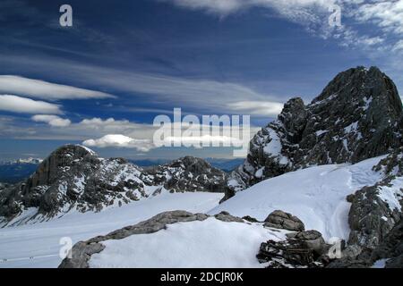 Hoher Dachstein (2995 m), der zweithöchste Berg in den Nordkalkalpen, Österreich Stockfoto