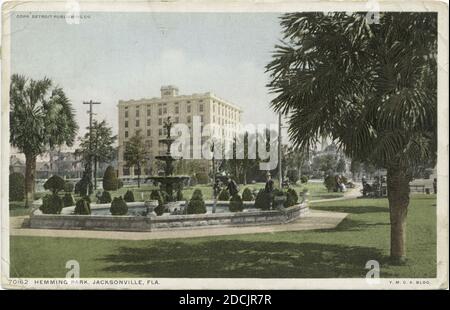 Hemming Park, Jacksonville. Fla., Standbild, Postkarten, 1898 - 1931 Stockfoto