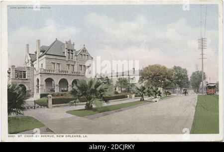 St. Charles Avenue, New Orleans, La., Standbild, Postkarten, 1898 - 1931 Stockfoto