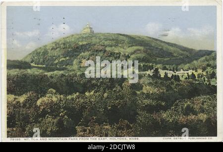 Mt. Tom and Mountain Park aus dem Osten, Holyoke, Mass., Standbild, Postkarten, 1898 - 1931 Stockfoto