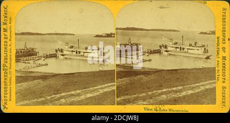 Blick auf Lake Minnetonka., Standbild, Stereographen, 1850 - 1930, Nowack, M Stockfoto