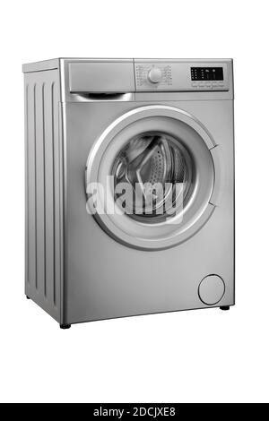 Waschmaschine isoliert auf weißem Hintergrund Stockfoto