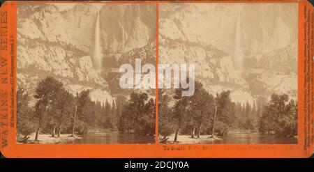 Yosemite Falls, Blick vom Camp Grove., Standbild, Stereographen, 1878 - 1881, Watkins, Carleton E. (1829-1916 Stockfoto