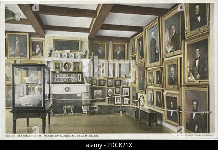 Marineraum, Peabody Museum, Salem, Mass., Standbild, Postkarten, 1898 - 1931 Stockfoto