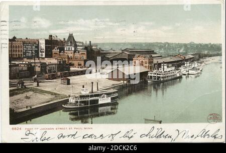 Foot of Jackson Street, St. Paul, Minn., Standbild, Postkarten, 1898 - 1931 Stockfoto