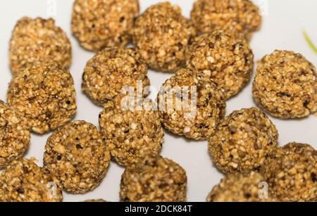 Gingelly Balls, Sesambälle Stockfoto