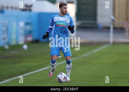 BARROW IN FURNESS, ENGLAND. 21. NOVEMBER Bradley Barry von Barrow während des Sky Bet League 2-Spiels zwischen Barrow und Forest Green Rovers in der Holker Street, Barrow-in-Furness am Samstag, 21. November 2020. (Kredit: Mark Fletcher, Mi News) Kredit: MI Nachrichten & Sport /Alamy Live Nachrichten Stockfoto