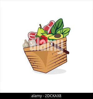 Obst und Gemüse im Korb Design Illustration Vektor eps Format , geeignet für Ihre Design-Bedürfnisse, Logo, Illustration, Animation, etc. Stock Vektor
