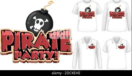 Hemd im Mock-up-Look mit Pirate Party Icon Illustration Stock Vektor