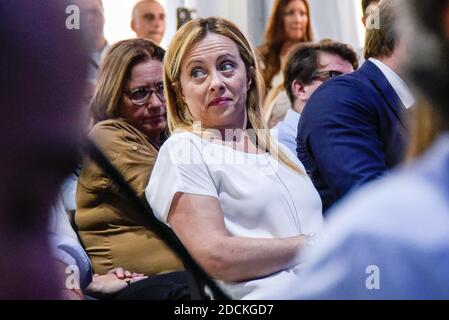 Rom, Italien. September 2019. Giorgia Meloni nimmt an der Atreju 2019 Teil, dem jährlichen Treffen der rechten politischen Partei Fratelli d'Italia in Rom. Kredit: Vincenzo Nuzzolese/SOPA Images/ZUMA Wire/Alamy Live Nachrichten Stockfoto