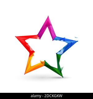 Buntes Sternsymbol. Low-Poly-Modell-Design. 3d-Vektordarstellung Stock Vektor