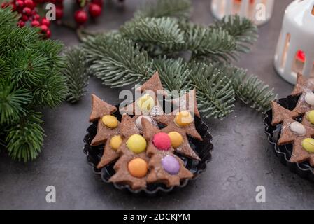 weihnachtsbaum Lebkuchenkekse Stockfoto