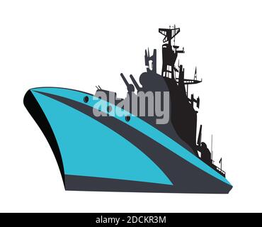 Militärschiff, Cruiser, Marineschiff, Kriegsschiff Design Illustration Vektor eps Format , geeignet für Ihre Design-Bedürfnisse, Logo, Illustration, Animation, etc Stock Vektor