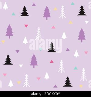 Winterwald. Weihnachten nahtlose lila Farbmuster, Stock Vektor