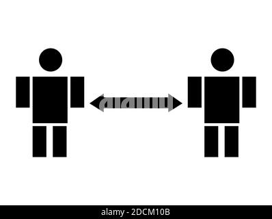 Man to man soziale Distanzierung Vektor Illustration. Mindestabstand von 6 Fuß. Covid-19 Pandemic Prevention Illustration. Corona-Virus verbreitet Stock Vektor