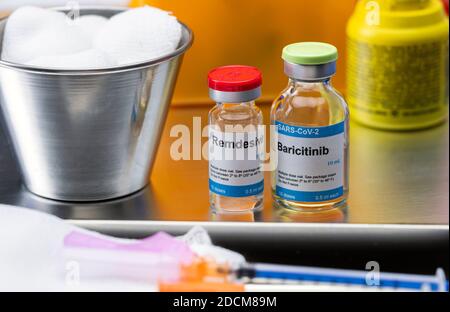 Medikamente für Patienten mit Covid-19, Baricitinib in Kombination mit Remdesivir als Behandlung für Patienten mit experimentellen U-Infektion Stockfoto