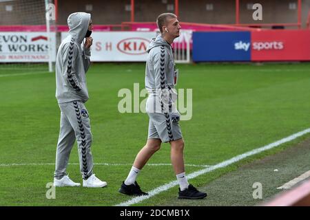 EXETER, ENGLAND. 21. NOVEMBER Oldham Athletic's Jordan Barnett vor dem Sky Bet League 2 Spiel zwischen Exeter City und Oldham Athletic im St James' Park, Exeter am Samstag, 21. November 2020. (Kredit: Eddie Garvey, Mi News) Kredit: MI Nachrichten & Sport /Alamy Live Nachrichten Stockfoto