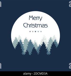 Weihnachten und Neujahr typografisch auf Hintergrund mit Winterlandschaft mit Nordlichtern, Schneeflocken, Licht, Sternen. Weihnachtskarte. Vektor Stock Vektor
