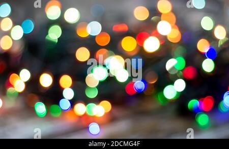 Bunte verschwommen Weihnachten Märchen Lichter Hintergrund Stockfoto