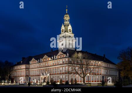 Das mittelalterliche Schloss Wolfenbüttel war ursprünglich der Lebensraum der lokalen Herrscher. Jetzt ist es als Gymnasium, Akademie der Künste und ein Museum. Stockfoto