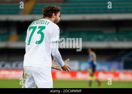 Marcantonio Bentegodi Stadion, Verona, Italien, 22 Nov 2020, Manuel Locatelli (US Sassuolo Calcio) während Hellas Verona vs Sassuolo, Italienischer Fußball Serie A Spiel - Foto Francesco Scaccianoce / LM Stockfoto