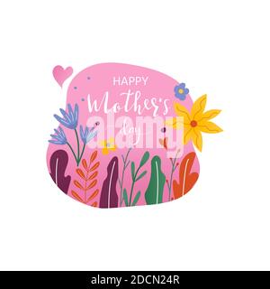 Happy Mother's Day - handgezeichnete Kalligraphie Phrasen mit Blumen. Urlaub Schriftzug für Karte, Poster, Banner, Scrapbook, Wohnkultur. Vektorfarbe Stock Vektor