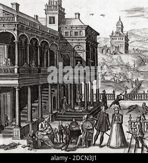 Caterina de Medici und Henry II konsultierten Michel de Nostradamus, Astrologe über das Schicksal seiner 7 Kinder Stockfoto