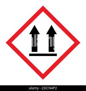 Diese Seite oben Warnung flach Symbol auf weißem Hintergrund isoliert. Verpackungssymbol, Vektordarstellung für Etiketten. Transport der Lieferung . Stock Vektor