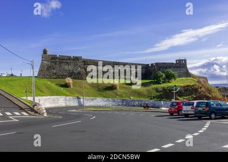 Das Hotel Pousada Formely Forte de Sao Sebastiao WURDE umgebaut 16 Jahrhundert Schloss in Angra do Heroismo Terceira Insel die Azoren Portugal Stockfoto