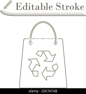 Einkaufstasche Mit Symbol Für Recycling-Zeichen. Bearbeitbare Kontur Einfaches Design. Vektorgrafik. Stock Vektor