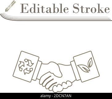 Ökologische Handshakes Symbol. Bearbeitbare Kontur Einfaches Design. Vektorgrafik. Stock Vektor