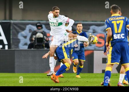 Verona, Italien. November 2020. Domenico Berardi (Sassuolo) während Hellas Verona vs Sassuolo Calcio, italienische Fußballserie EIN Spiel in Verona, Italien, November 22 2020 Kredit: Unabhängige Fotoagentur/Alamy Live News Stockfoto