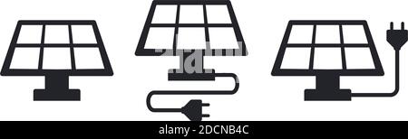 Solarmodul mit Power-Plug-Vektor-Illustration Symbole Stock Vektor